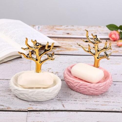 European style ceramic soap dish Soap Container Jewelry watch storage rack Household Soap box Shower Tray Bathroom Accessories