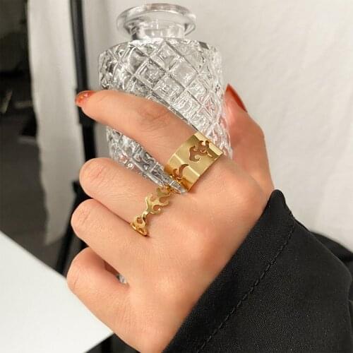 KISS WIFE New Flame Butterfly Rings Set For Women Men Couple Rings Set Gold Silver Color Open Rings 2021 Trend Party Jewelry Gif