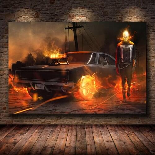 Classic Sci-Fi Movie Ghost Rider Art Poster Canvas Painting Living Room Bedroom Decoration Painting Cuadros Decor