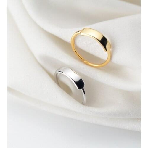 1pc 100% Authentic REAL.925 Sterling Silver White/ Gold Glossy Smooth Surface adjust Rings GTLJ1604