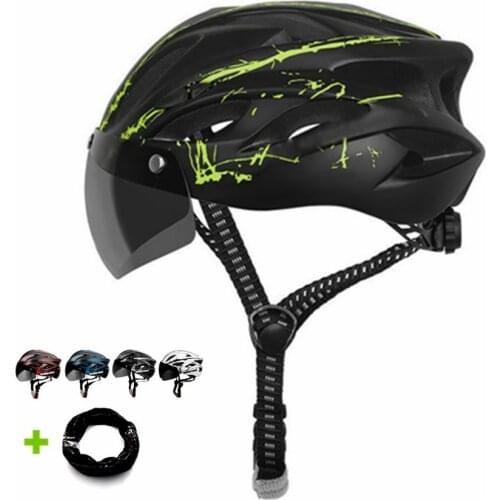 Cool Bicycle Helmet Black Goggles Ultralight Pattern Bike Helmet Riding MTB Mountain Road Bike Integrally Molded Cycling Helmets