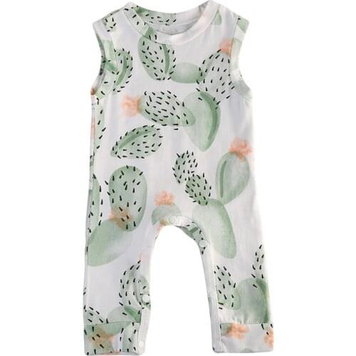 Summer Baby Clothing Cactus Toddler Baby Boy Girl Kids Cotton Floral Romper Jumpsuit Clothes Outfit 0-24M