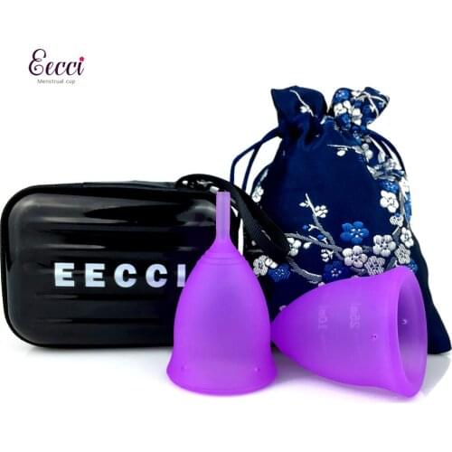Menstrual Cups with 1 case 1 bag - 2 Size - Soft Flexible, Reusable Medical-Grade Silicone Period Cup 2pc Tampon Pad Alternative
