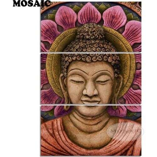 New 3D Diamond Painting Cross Stitch 3 Pieces Buddha,diamond Embroidery ,Home painting Square full Mosaic resin diamond