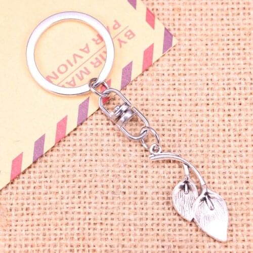 New Fashion Keychain 40x14mm leaf branch Pendants DIY Men Jewelry Car Key Chain Ring Holder Souvenir For Gift