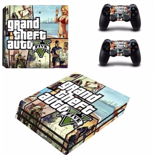 New Grand Theft Auto V GTV Decal Skin Sticker For Sony Playstation 4 PS4 Pro promotion Console + 2Pcs Controller Film Stickers