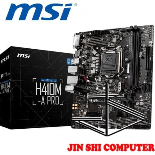 NEW MSI H410M-A PRO Supports 10th Gen Intel® Core™ LGA 1200 socket Supports DDR4 Memory, up to 2933(Max) MHz PCI-E Gen3 M.2