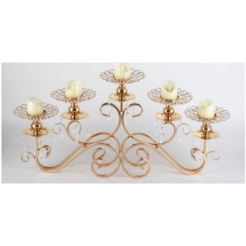 25 days sent )5 arm candelabra gold candlestick gold candelabra wedding crystal candelabra metal candle holder decor senyu0873