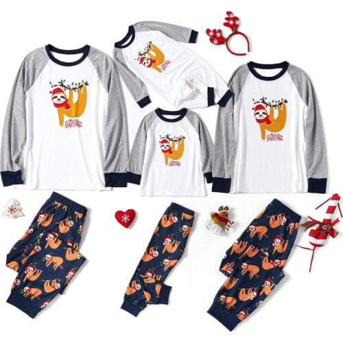 PatPat Merry Christmas Sloth Print Family Matching Pajamas Sets (Flame Resistant)