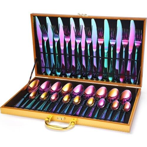 36-Piece Set Stainless Steel Cutlery Gift Box. Cutlery Gift dishes and plates sets forks knives spoons rose gold flatware