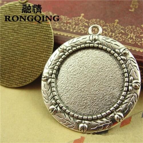 RONGQING Vintage Rose Flower Pattern Cabochon Base 30pcs/lot 25mm Cameo Settings DIY Accessories Jewelry Supplier
