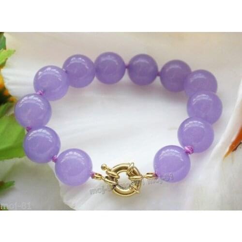 Handmade 10mm Natural Violet Jade Jadeite Round Beads Bangle Bracelet 7.5''@^Noble style Natural Fine jewe SHIPPING 6.02