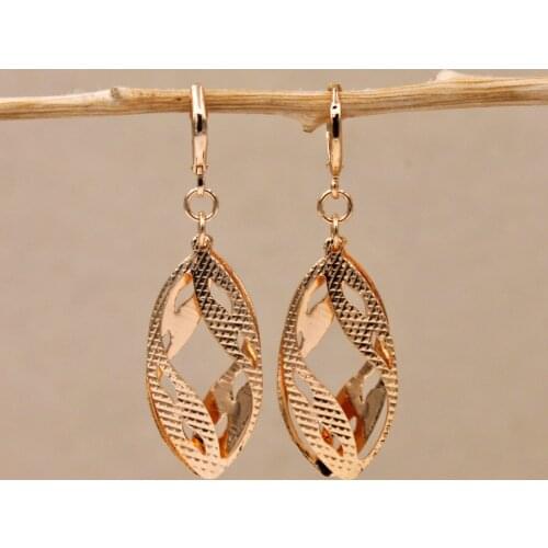 Bohemia Oval Metal Gold Copper Drop Earrings For Women Fashion Jewelry Accessories Woman Dangle earring Wedding party Gift