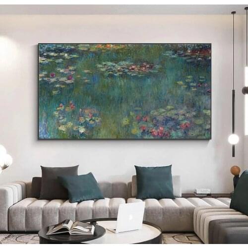 Modern Claude Monet Water Lotus Canvas Paintings Reproduction Impressionist Posters and Prints Wall Art Picture for Home