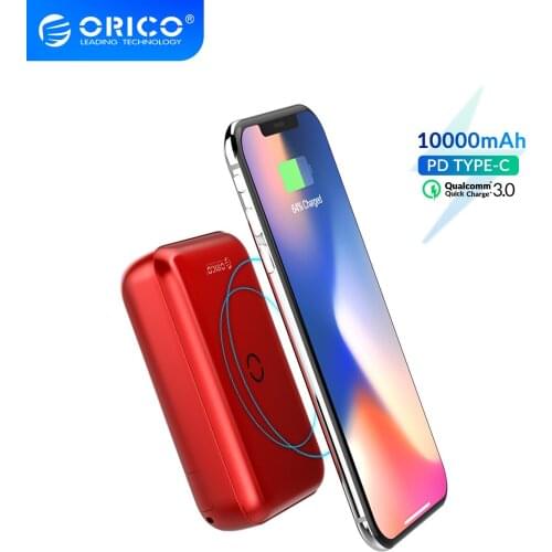 ORICO Wireless Power Bank 10000mAh Portable External Battery Wireless Powerbank for iphone 11 Pro Max Cellular Phone