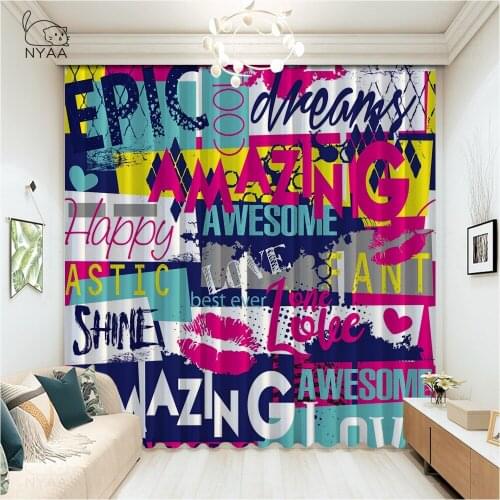 Hippie Graffiti Curtains Window Curtains For The Window Modern Home Decoration Living Room Curtain For Bedroom Micro Shading