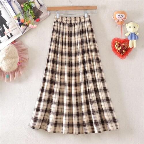 Plaid Long Skirt Womens 2021 Summer New Style College Style A-line Skirt All-match Fashionable Young Skirt