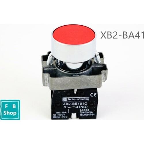 1pcs High Quality XB2-BA41 RED Self-reset Momentary Flush Pushbutton 1 Often Open Flat Push Button Switch Replace