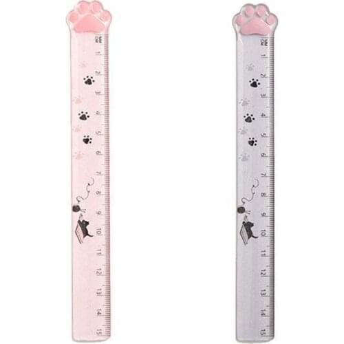 1pc Cute Cat Paw Straight Rulers 15cm Transparent Plastic Measuring Ruler Kawaii Stationery School Office Supplies Kids Gift