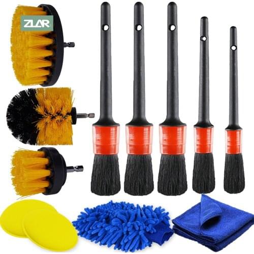 12pcs Car Cleaning Brushes Power Scrubber Drill Brush For Car Leather Air Vents Rim Cleaning Dirt Dust Clean Tools Cleaning Kit