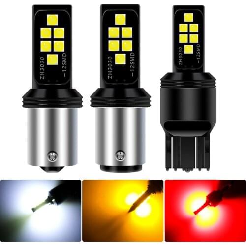 2PCS P21W 1156 BA15S 1157 Bay15d 7440 w21w 3030 12SMD Car LED Bulb Auto Rear Turn Signal Lights brake Reverse Parking Lamp White