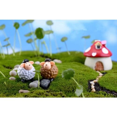 2pcs/lot Mini Cute Long Ears Sheep 2.5*3CM Cute Miniatures Micro Landscape Crafts Table Pots Ornaments Fairy Garden Decor KS 031