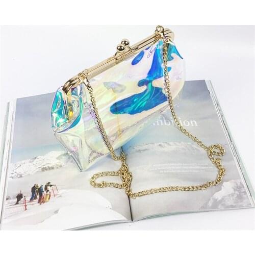 2021 Transparent Clear PVC Jelly Shoulder Bag Summer Game Day Bag Women Solid Color Chain Purse Handbags Mini Crossbody Bags