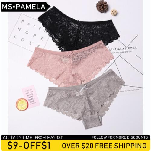 XPAY 3 Pcs t panties Panties Underwear Woman Lace Thong Sexy Briefs Lingerie Woman Thong T-back Lace Female Low Waist Womens P