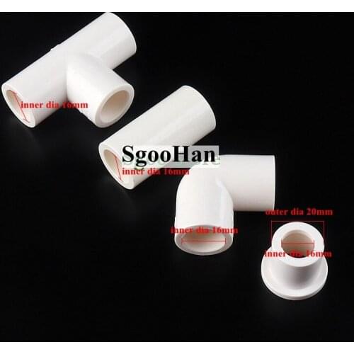 5~50pcs 16mm PVC Water Supply Pipe Fittings Straight Elbow Equal Tee Connectors Plastic Bushing Joint Irrigation Water Parts
