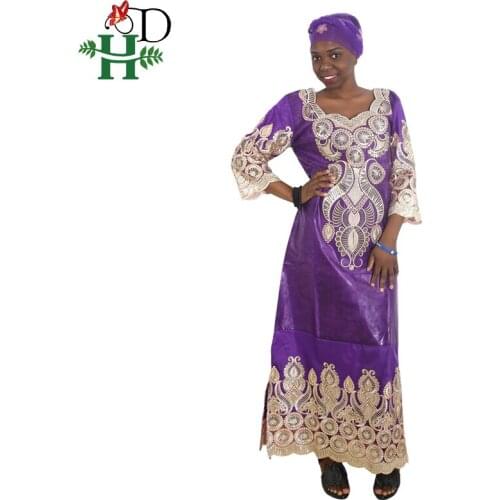 H&D African Dresses For Women 2021 New African Maxi Dress Sequins Shiny Party Dress Elegant Ladies 2 piece set Dress with Turban