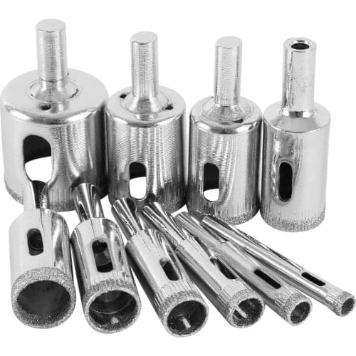 10pcs 1 set Diamond Glass Drill Bit Glass Emery Tile Ceramic Tile Ceramic Marble Hole Opener Drill Hole Bead Grinding Polishing