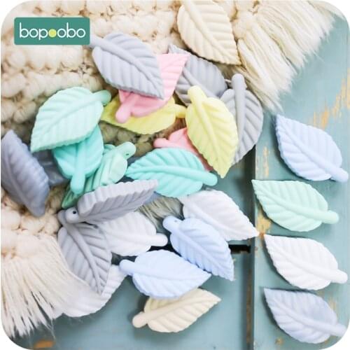 Bopoobo BPA Free Baby Teething Baby Product 20pcs Leaf Silicone TeetherEco-friendly DIY Baby Mobile Holding Toys Baby Teething