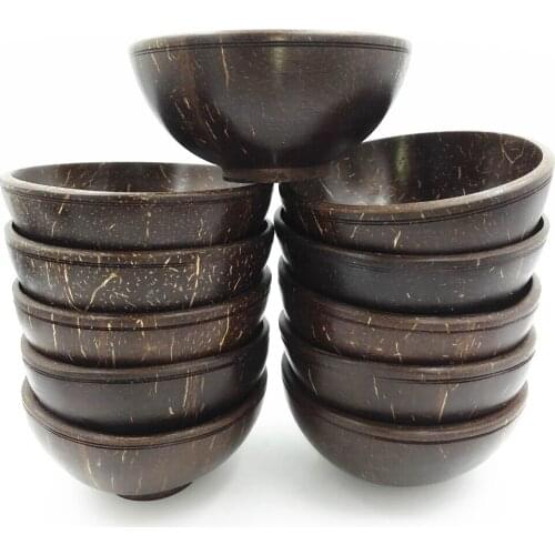 Coconut Bowl Shell Bowl Rice Ware Frutero Miska Freehand Sketching Color Decoration Rice Bowl Food Container Hard Dinnerware1pcs