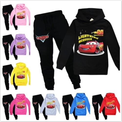 Kids Cartoon Lightning Mcqueen Pixar Cars Long Sleeve T Shirt Sweatshirt Pants Set Baby Boy Girl Children Clothing Hoodies Suits