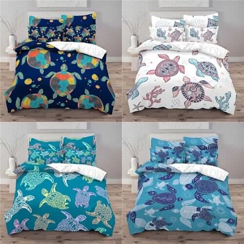 Home Textile Luxury 3D Sea Turtle Print 2/3Pcs Comfortable Duvet Cover PillowCase Bedding Sets Queen and King EU/US/AU Size