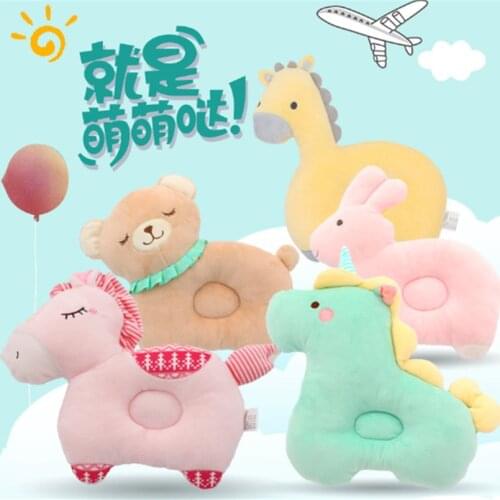 Newborn baby shaping pillow Soft Velvet Fabric Cartoon Stereotypes Cute Ice Silk Pillow Anti-rollover Neck Protection Baby Sleep