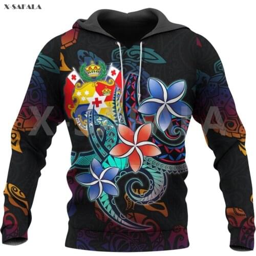 Tonga Plumeria Flowers Style Hawaii 3D Over Printed Hoodie Man Women Unisex Outwear Zipper Pullover Sweatshirt Casual