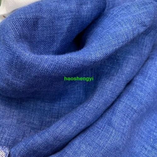 Brand imported yarn-dyed pure linen high-end denim blue linen garment fabric