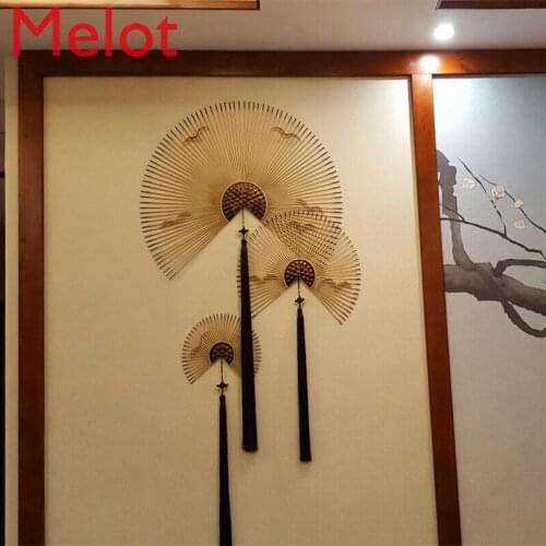 Customized Chinese Wall Decorative Iron Wall Hanging Fan Simple Modern Corridor Aisle Wall Background Wall Decorations Pendant