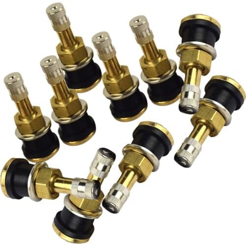 10 Pcs Car Tire Valves TR501 Straight Copper Tubeless Tire Wheel Valve Stem For Cars Truck Bus RV Truck ATV Quad Etc 1.9 Inch