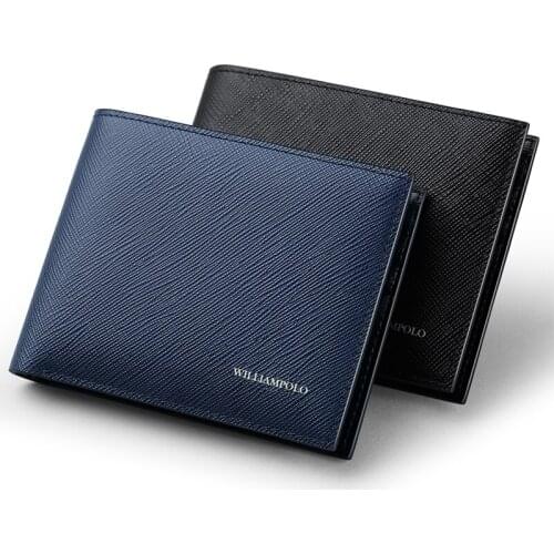 Williampolo Cowhide Purse 100% Leather Men Wallet Brand Luxury Design Wallets Male Wallets Mature Man Bifold Wallet Small