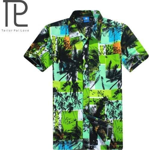 New Short Sleeve Mens Beach Shirt 2018 Summer Cool Palm Tree Print Hawaiian Shirt Swim Shirts For Men Holiday Vacation Wear