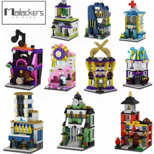City Street View Set Fruit Shop Book Store Gaming Room Candy House Blocks French Fries MOC Citys Street View Kids Education Gift