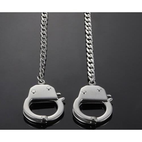 Handcuffs pendants jewelry on the neck Handcuffs necklace mens stainless steel gold accesories chains male fashion Hip hop
