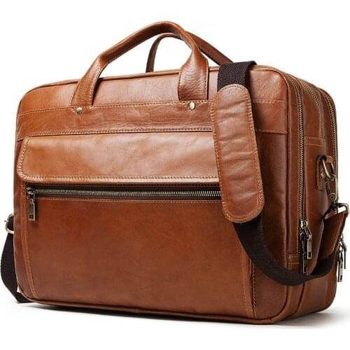 New Retro Business Handbag Fashion Leather Business Briefcase Trend Wild One-shoulder Messenger Bag