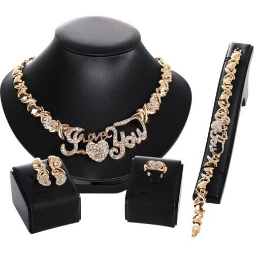 Newest Nigerian Beads Wedding Jewelry Set Bridal Dubai Gold Color Jewelry Sets African Beads Necklace Bracelet Jewelry Set
