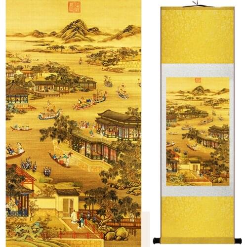 Landscape painting Home Office Decoration Chinese scroll painting mountain and River painting China palace garden19041906