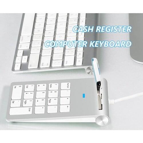 Portable Ultra-thin Numeric Keypad USB Mini Wired 18Keys Number Keypad for Laptop Desktop PC Computer Silver Gray