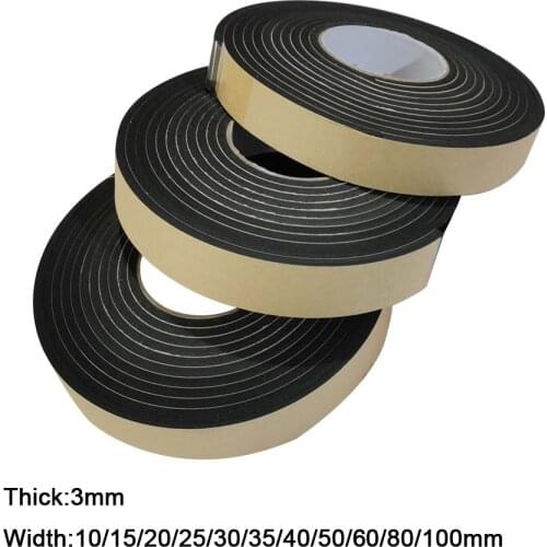 10M Rubber Self Adhesive Sponge Seal Strip Width 10-100mm Thick 3mm EVA Black Foam Anti-collision Seal Gasket