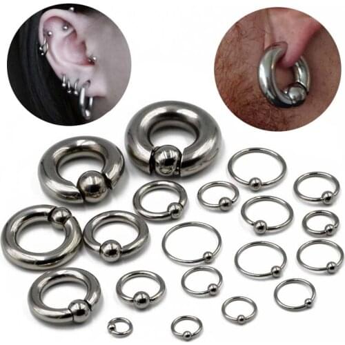 1piece Captive Bead Ring Earrings Stainless Steel Lobe Piercing Unisex Hypoallergenic